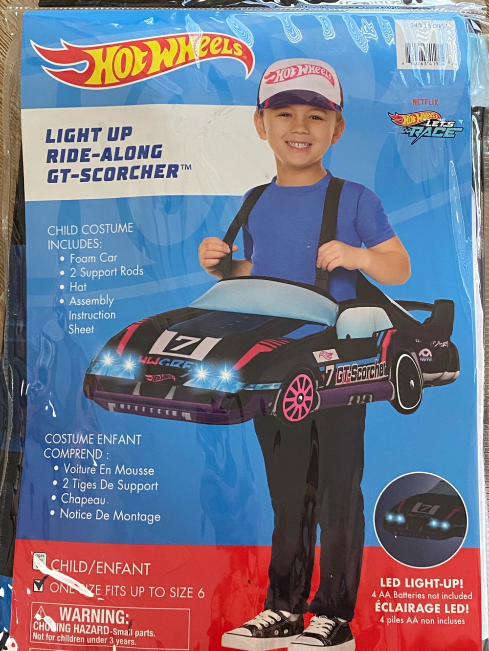 Hot Wheels GT-Scorcher Light-Up Ride-Along Kids Costume -up to size 6